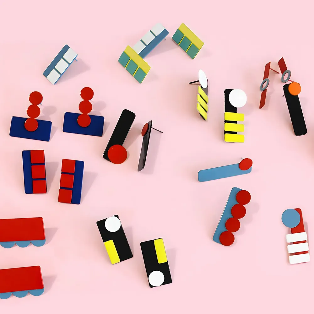 Jewelry - Geometric Earrings – Playful Forms in Color - ISUWA