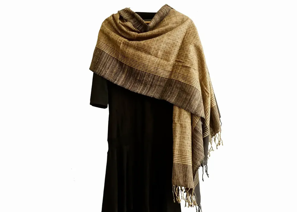 Foulards et écharpes - ETOLE EN SOIE SAUVAGE "ASSAM" - KARAWAN AUTHENTIC