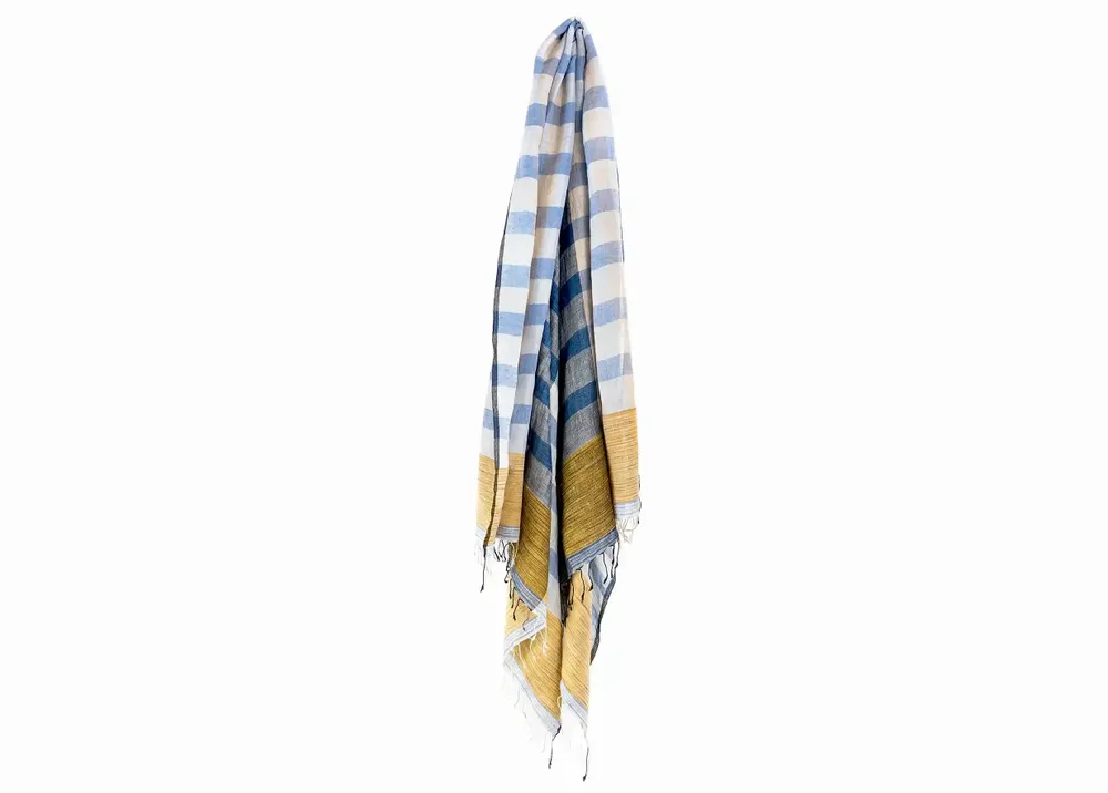 Foulards et écharpes - ETOLE EN LIN, COTON BIO ET JUTE "CHESS” - KARAWAN AUTHENTIC