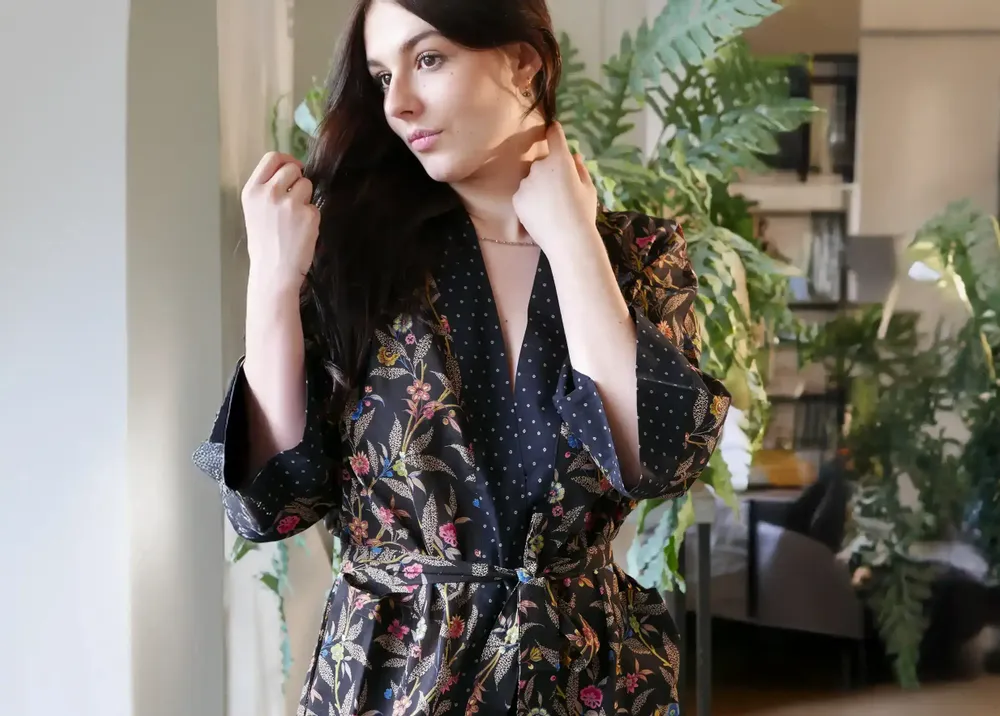 Apparel - BLACK FLOWER KIMONO - KARAWAN AUTHENTIC