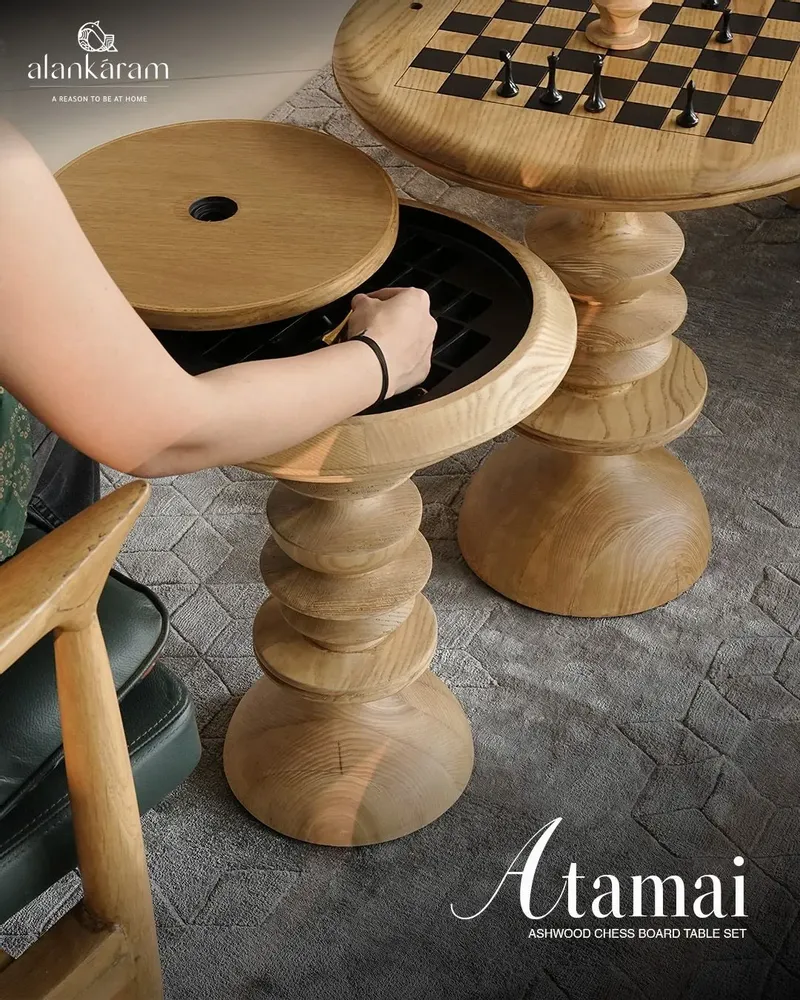 Tableaux - Atamai - Ensemble de table d'échecs en teck - ALANKARAM