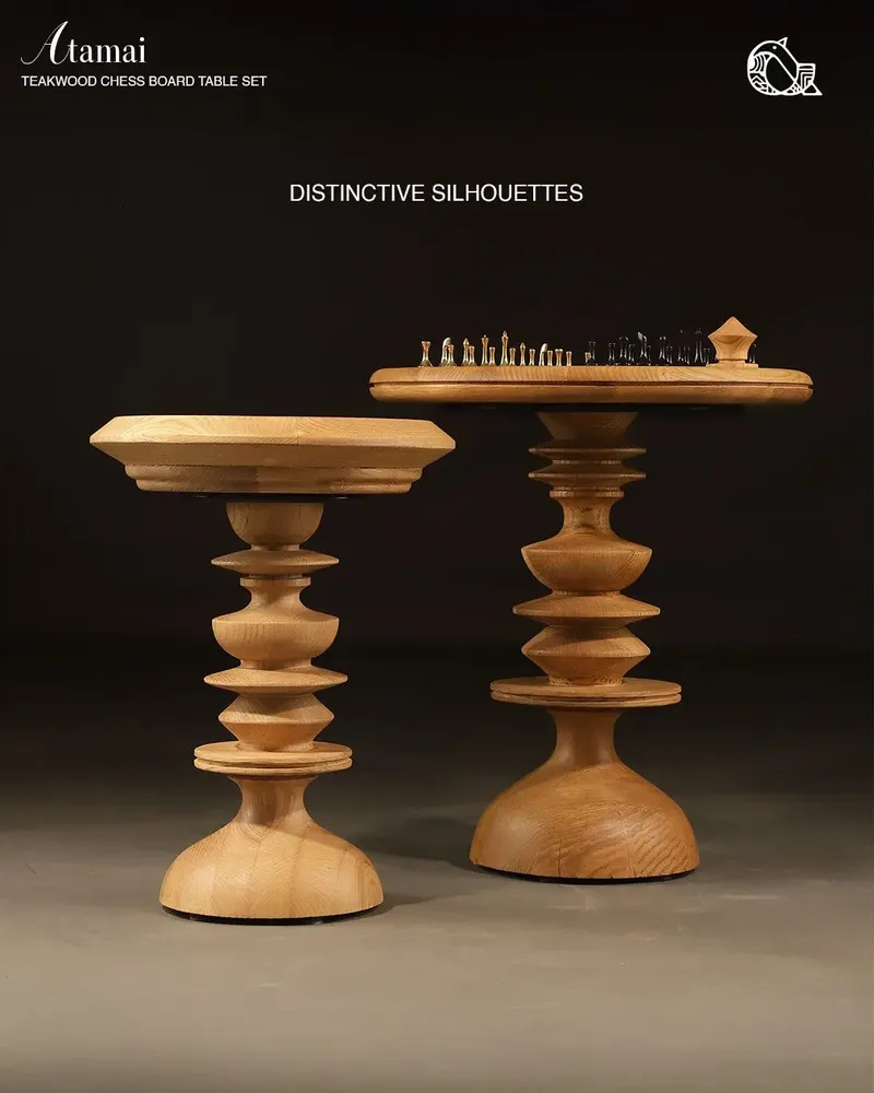 Tableaux - Atamai - Ensemble de table d'échecs en teck - ALANKARAM