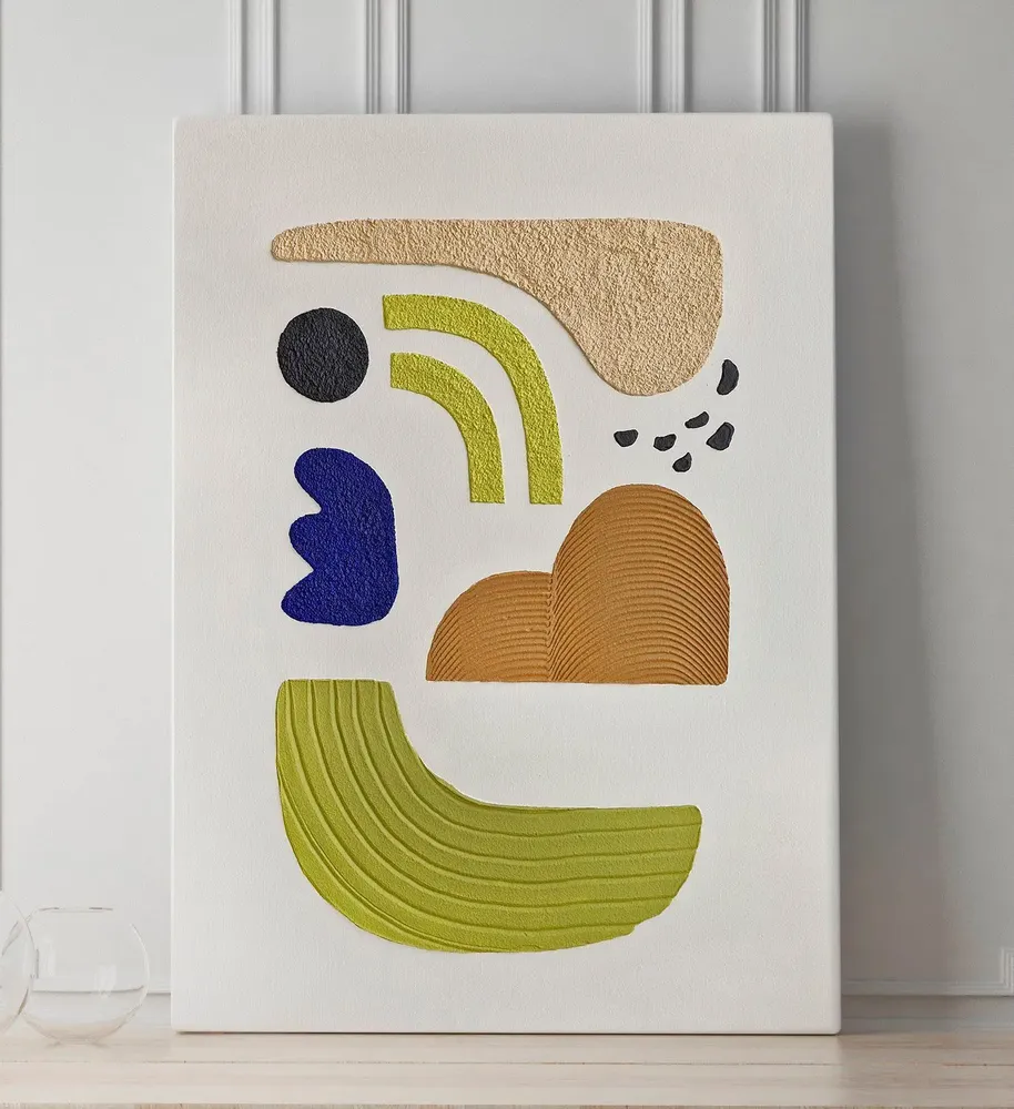 Tableaux - Peinture originale abstraite texturée colorée vert bleu « Bay 5 » - MATISS ART STUDIO