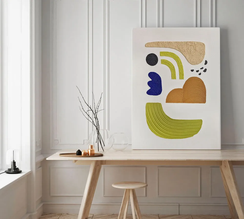 Tableaux - Peinture originale abstraite texturée colorée vert bleu « Bay 5 » - MATISS ART STUDIO