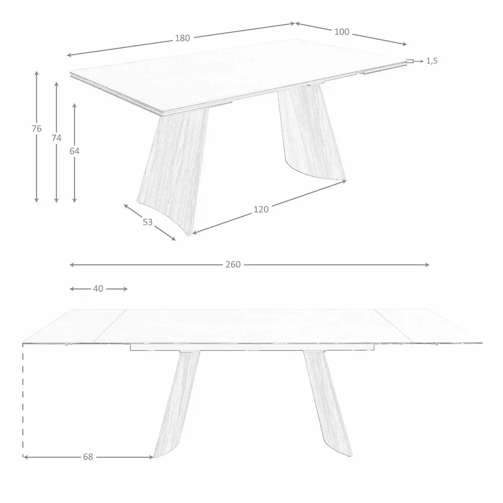 Dining Tables - Rectangular extending dining table in porcelain marble and walnut effe - ANGEL CERDÁ