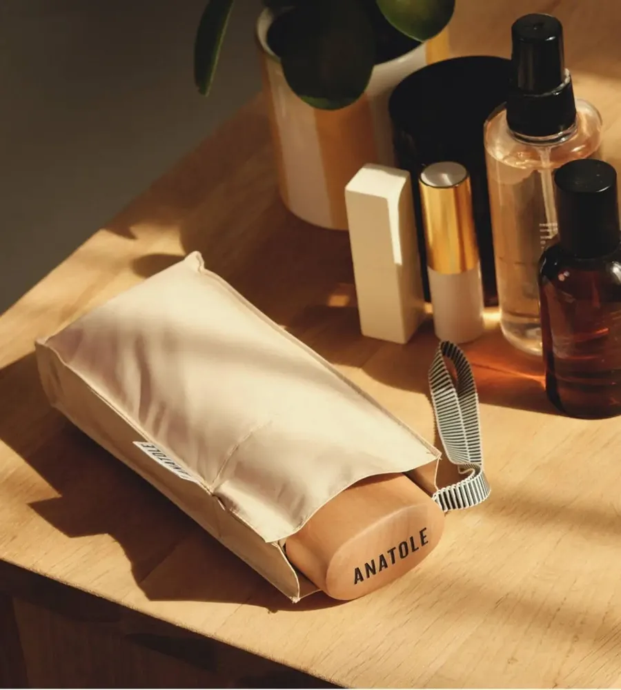 Cosmétiques - Mini parapluie-ombrelle anti-UV double protection – Jaune Lin – LUMEN - ANATOLE