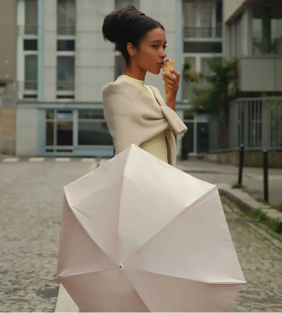 Prêt-à-porter - Mini parapluie-ombrelle anti-UV double protection – Rose Poudré – Naos - ANATOLE