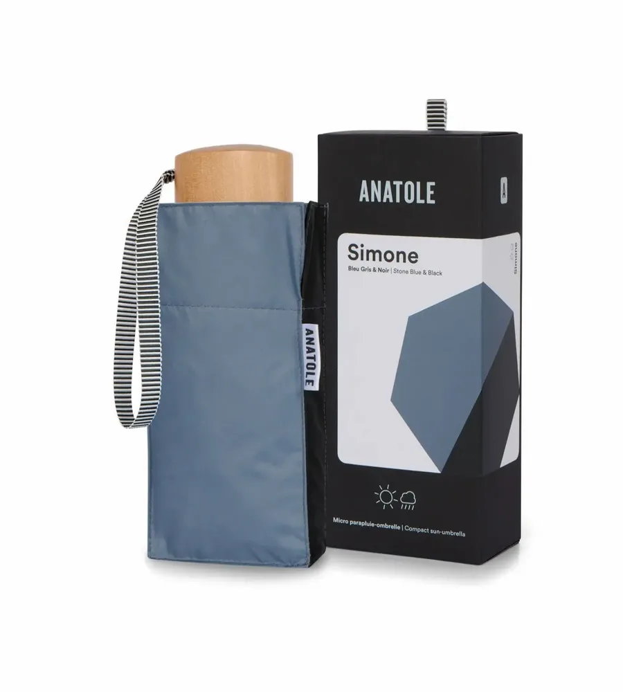Apparel - UV protection compact umbrella – Sun & Rain – Stone Blue – Victor - ANATOLE
