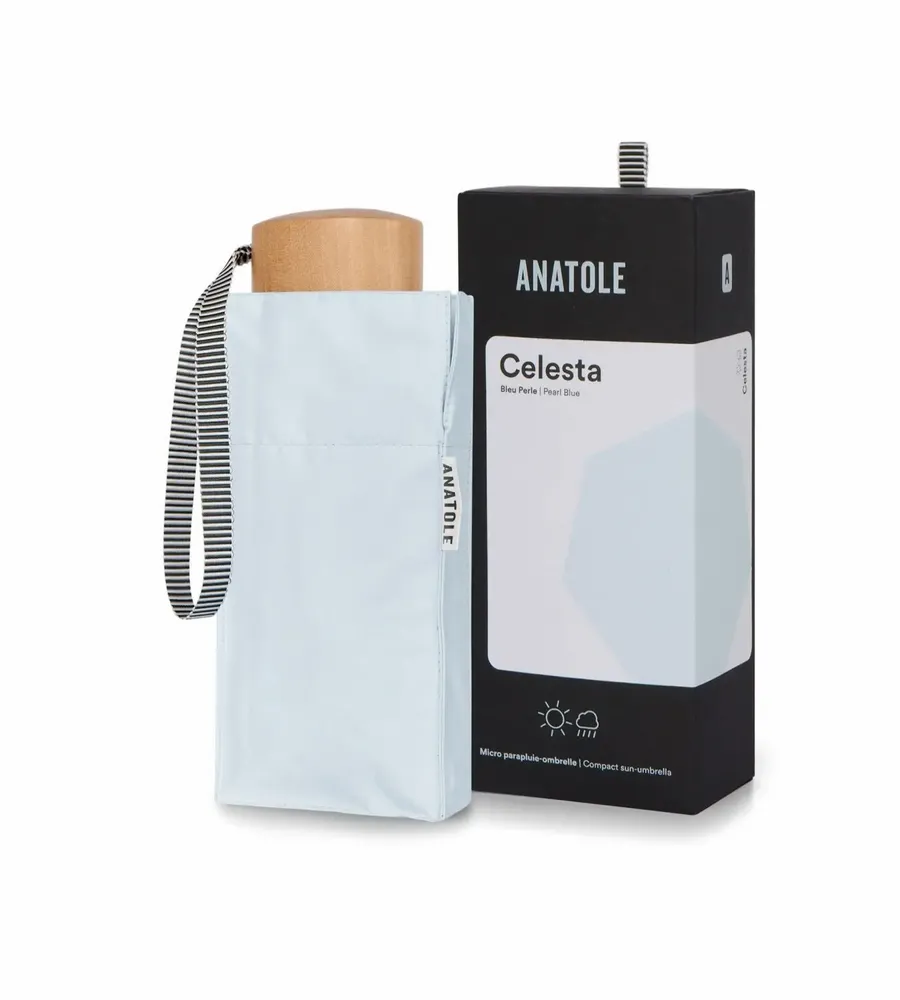 Cosmétiques - Parapluie-ombrelle anti-UV double fonction – Bleu Perle – CELESTA - ANATOLE