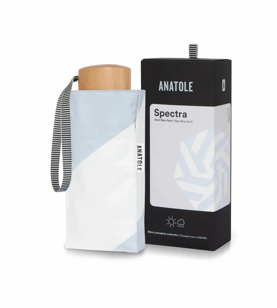 Cosmétiques - Mini parapluie-ombrelle anti-UV – Swirl Bleu Perle – Spectra - ANATOLE