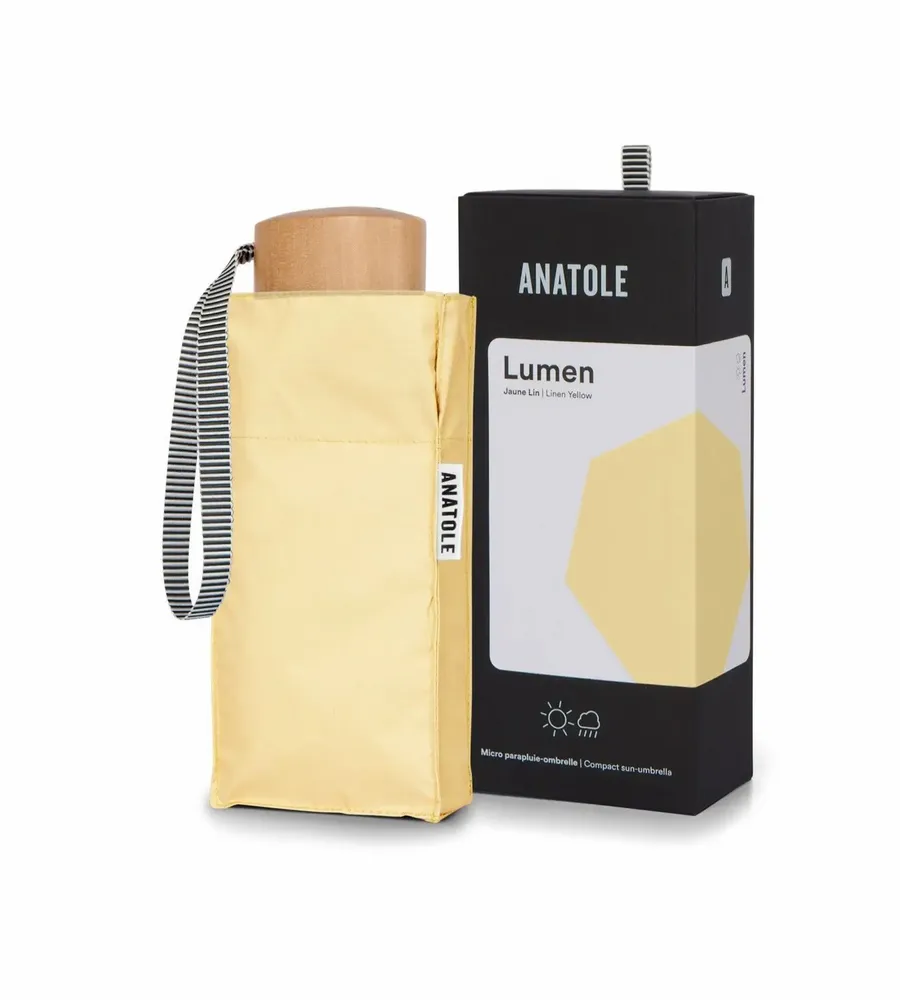 Cosmétiques - Mini parapluie-ombrelle anti-UV double protection – Jaune Lin – LUMEN - ANATOLE