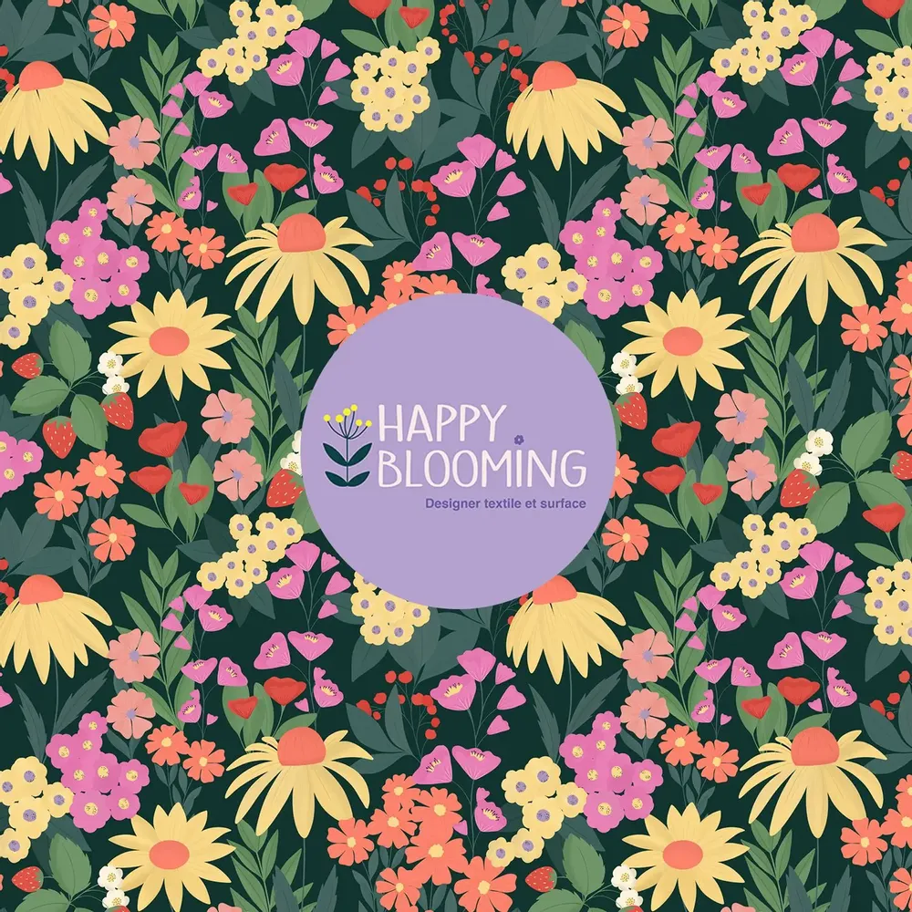 Papiers peints - Motifs exclusifs - all over ou placés - HAPPY BLOOMING