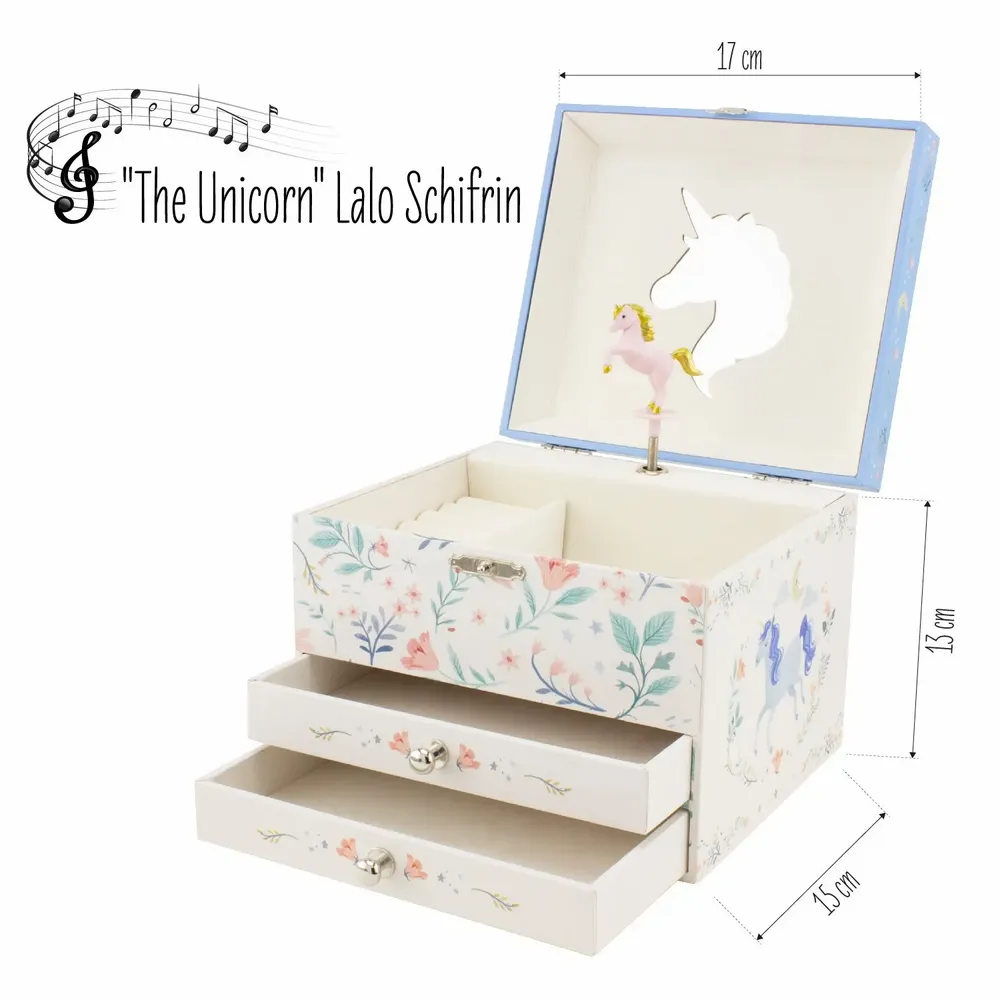 Children's decorative items - MUSICAL BOX 2 DRAWERS UNICORN - ULYSSE COULEURS D'ENFANCE