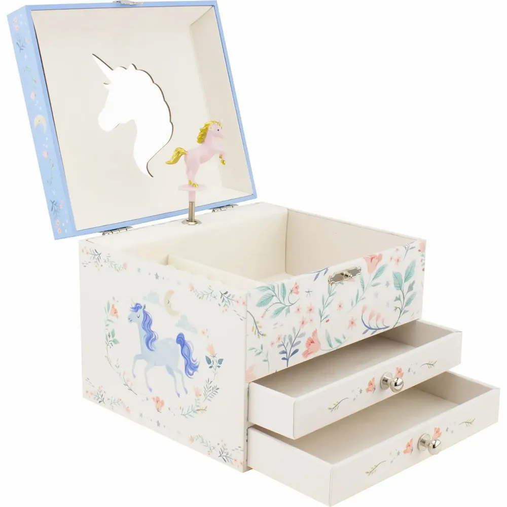 Children's decorative items - MUSICAL BOX 2 DRAWERS UNICORN - ULYSSE COULEURS D'ENFANCE