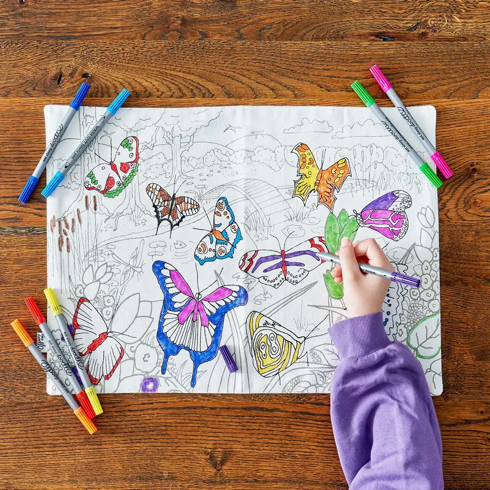 Placemats - colour-in butterfly placemat to go - EATSLEEPDOODLE