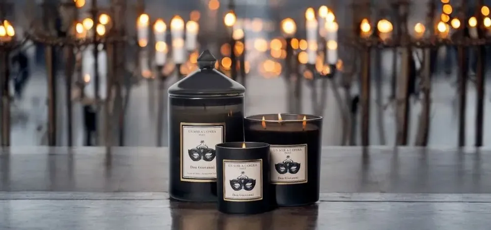 Objets de décoration - BOUGIE PARFUMÉE 3 MECHES - CIRE 100 % VÉGÉTALE - DON GIOVANNI - 550 g - UN SOIR A L'OPERA
