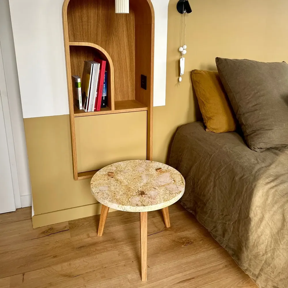 Tables basses - Table basse plateau en pierre naturelle - A 3 pattes -  Diamètre 50cm - C'EST BIEN FAIT