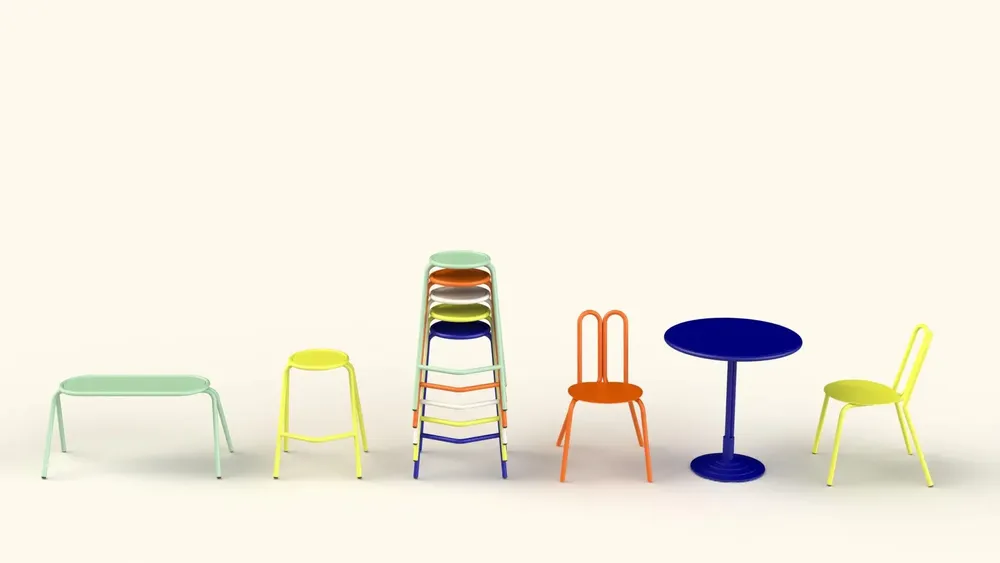 Lawn chairs - PASTILLE stackable outdoor bench - VIADUCS
