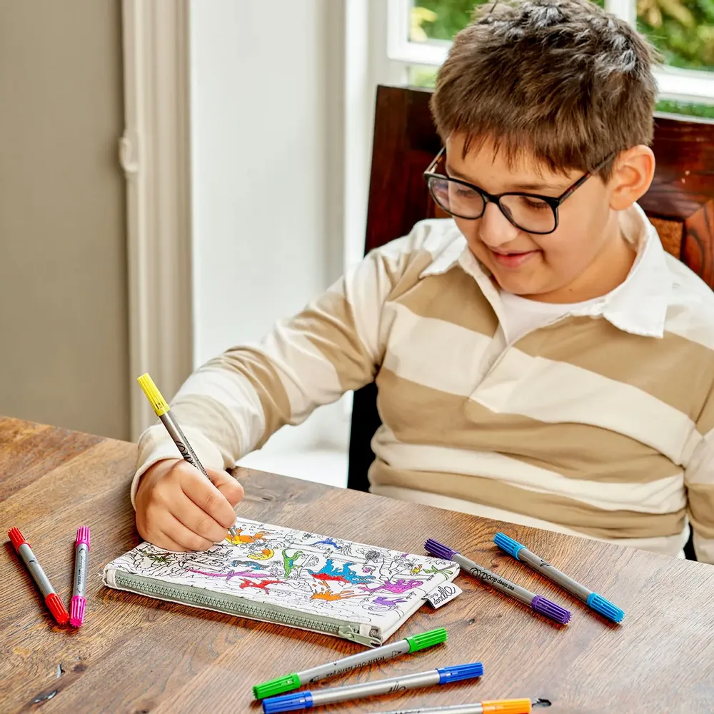 Children's desks - colour-in dinosaur pencil case - EATSLEEPDOODLE