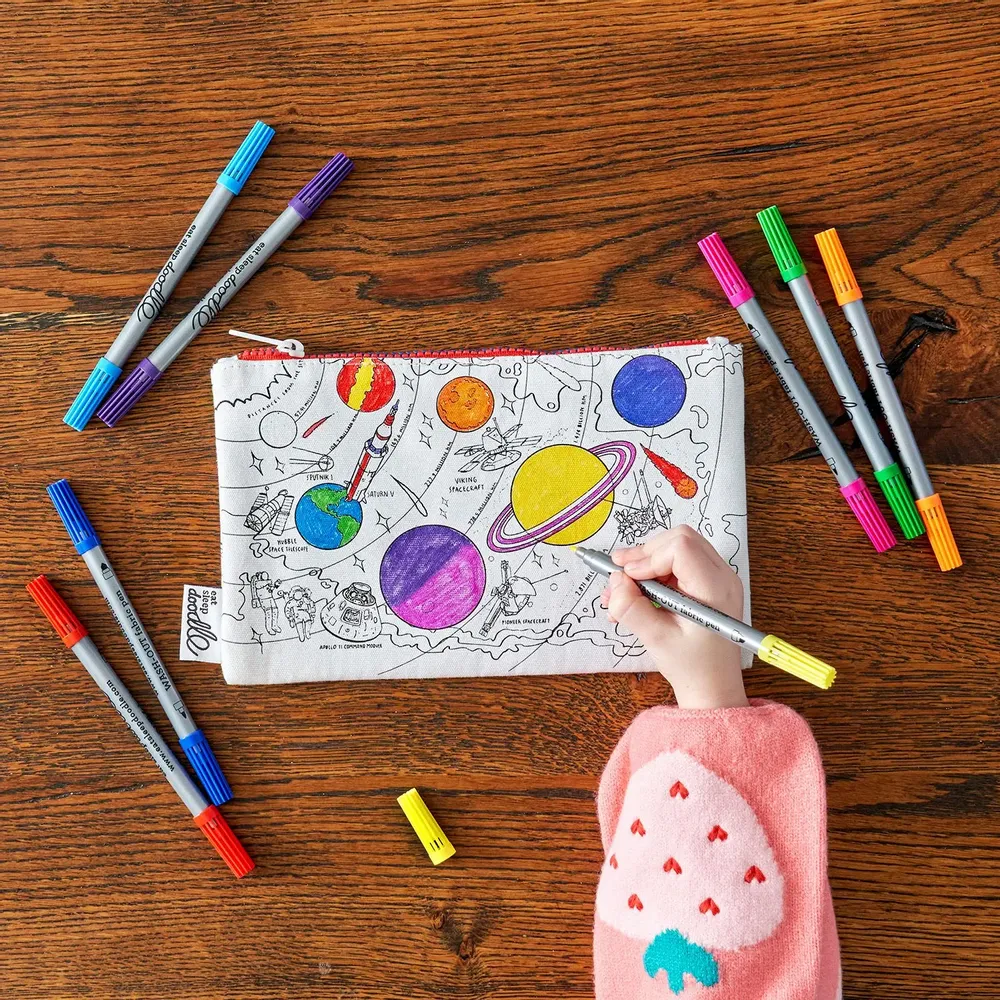 Stationery - colour-in space explorer pencil case - EATSLEEPDOODLE