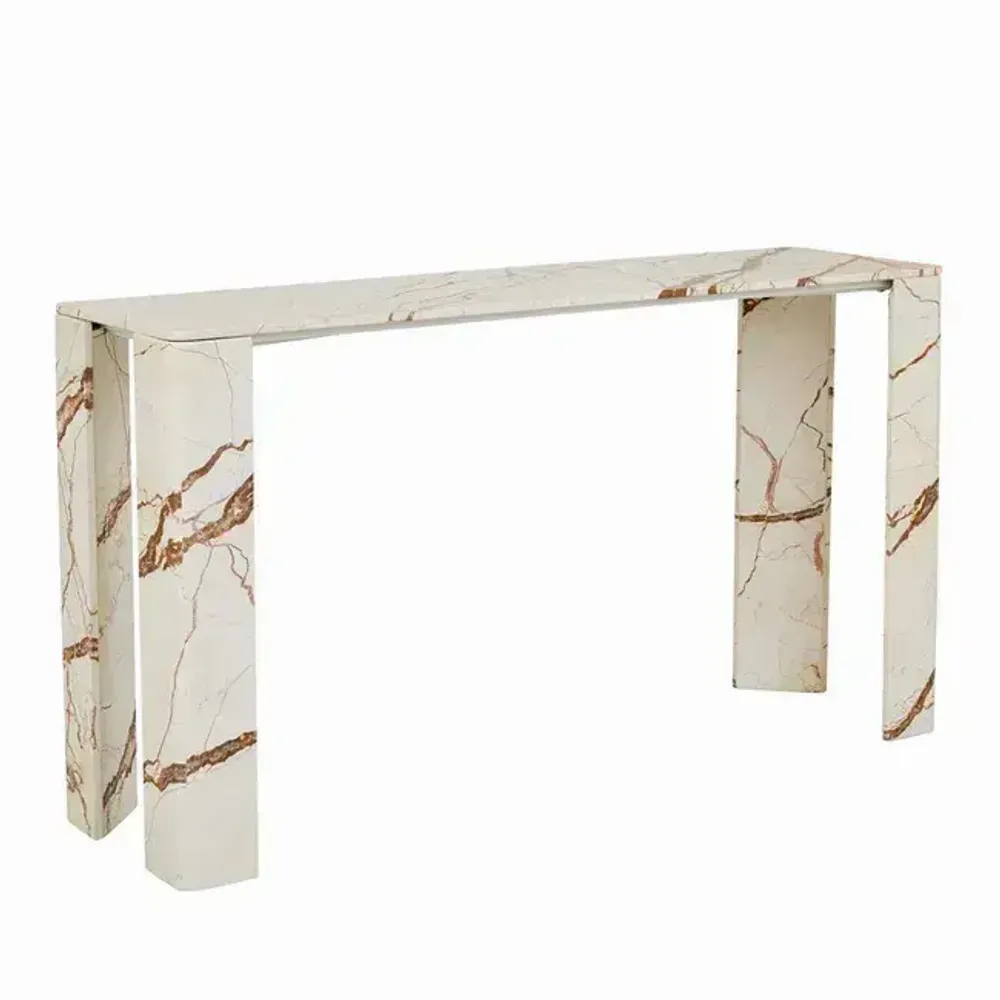 Console table - NIMES CONSOLE IN BEIGE MARBLE 140x40x78h - FANCY