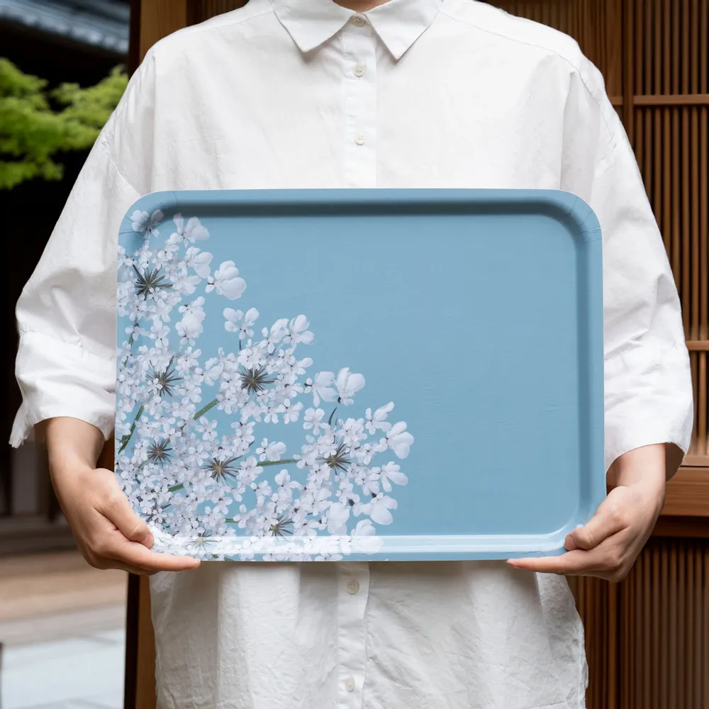 Trays - Rectangular wooden serving tray - Wildflowers 43x33 cm - MONBOPLATO