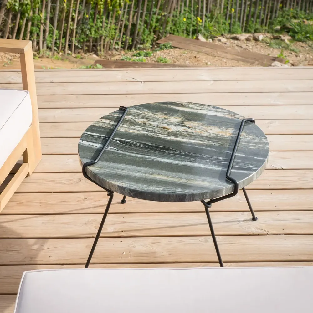 Coffee tables - Coffee table with natural stone top - Tune me - Diameter 60cm - C'EST BIEN FAIT