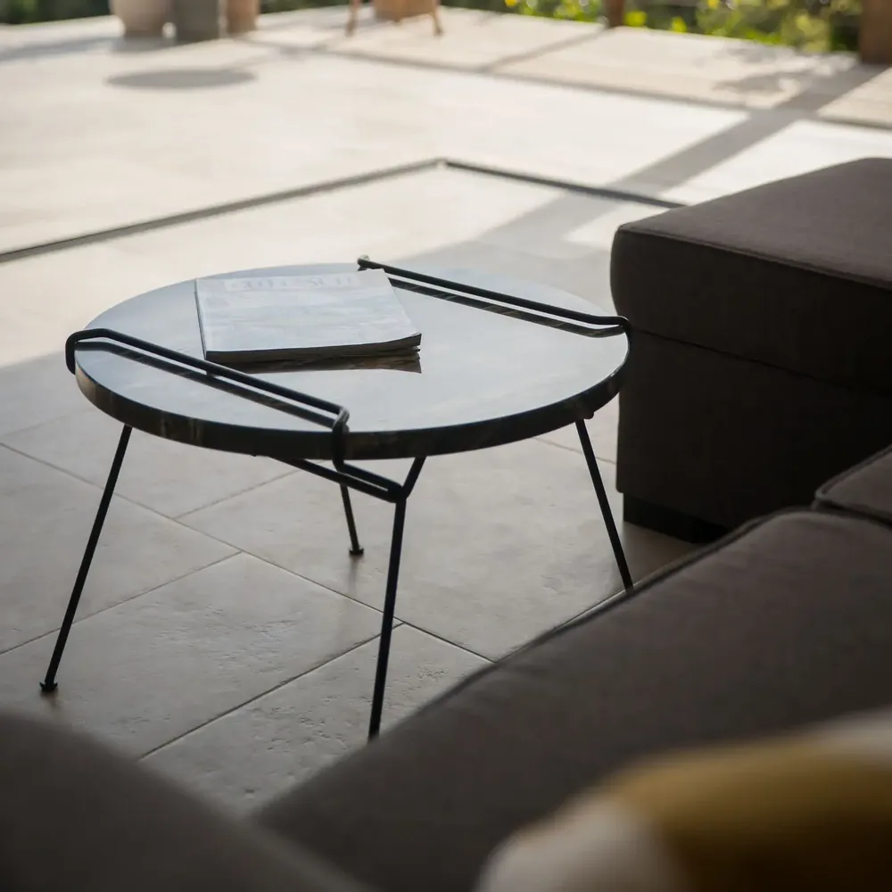 Coffee tables - Coffee table with natural stone top - Tune me - Diameter 60cm - C'EST BIEN FAIT