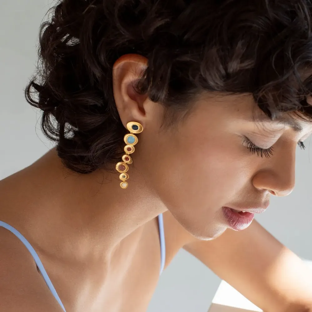 Bijoux - BOUCLES D'OREILLES LONGUES DORÉES FAVORITA COLORS - JOIDART