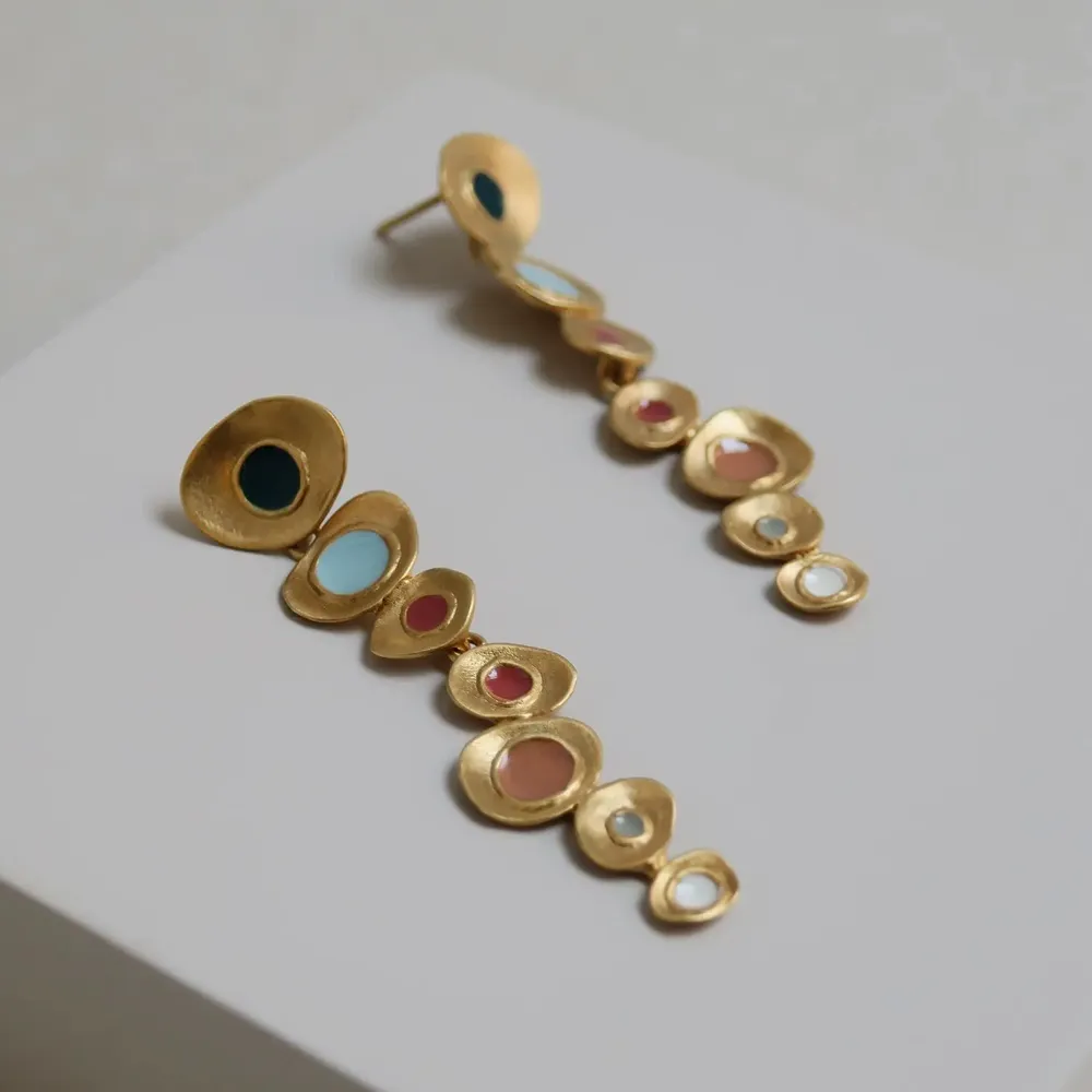 Bijoux - BOUCLES D'OREILLES LONGUES DORÉES FAVORITA COLORS - JOIDART