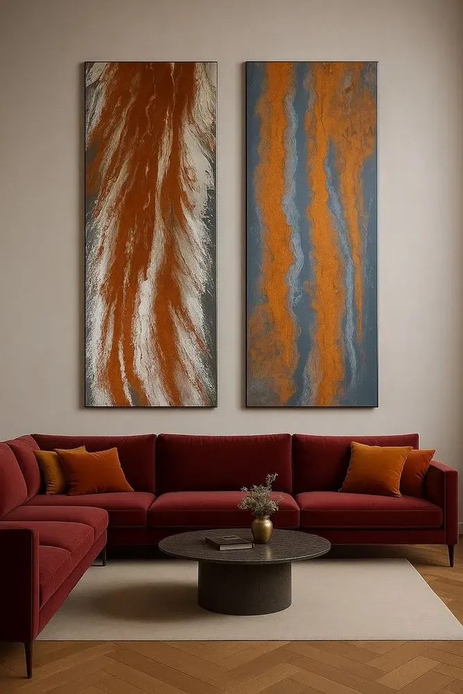 Tableaux - Sillage est un diptyque abstrait en deux parties, à l'acrylique-resin - TURIK&ART (KSENIIA TURIK)