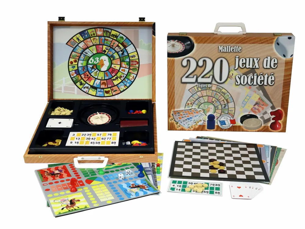 Jeux enfants - Mallette multi-jeux de société - 220 règles de jeu - FERRIOT CRIC