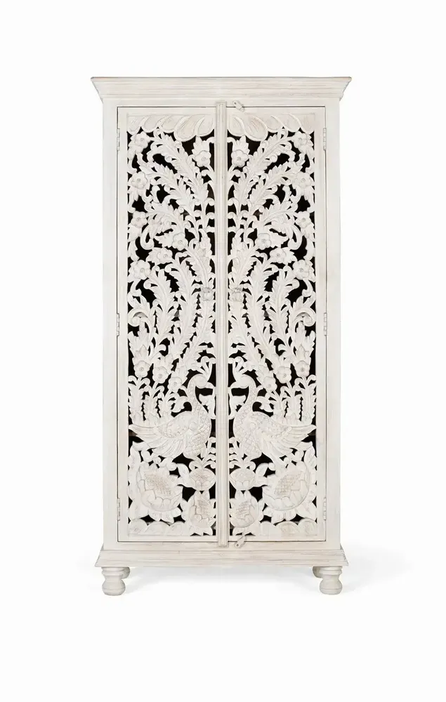Armoires - Armoire en bois manguier blanc vieilli - GINER Y COLOMER