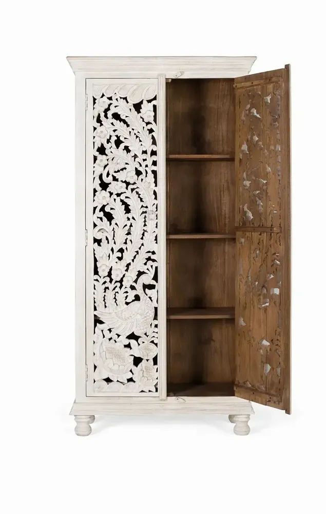 Armoires - Armoire en bois manguier blanc vieilli - GINER Y COLOMER