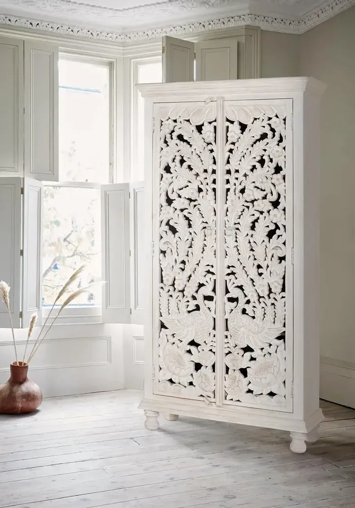 Armoires - Armoire en bois manguier blanc vieilli - GINER Y COLOMER