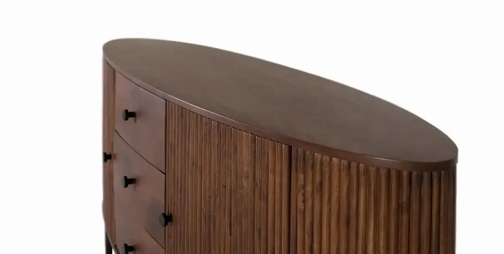 Buffets - Buffet avec 2 portes et 3 tiroirs en bois d'acacia et pieds en métal - GINER Y COLOMER