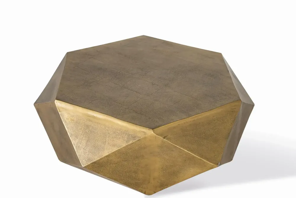 Tables basses - Table basse hexagonale en métal doré - GINER Y COLOMER