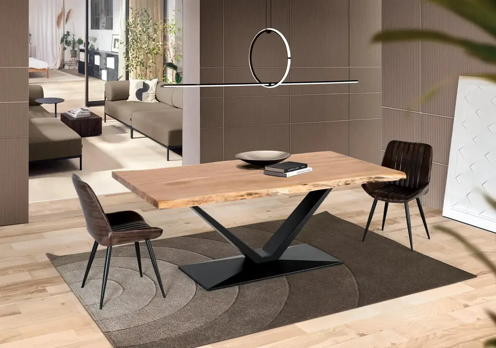 Dining Tables - Acacia wood and metal dining table - GINER Y COLOMER