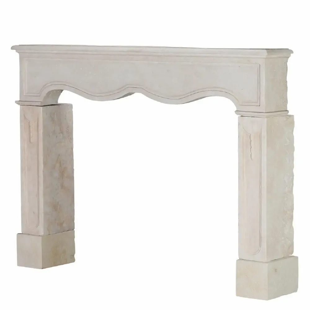 Cheminées - Cheminée Ancienne En Pierre Calcaire Off-White – Style Louis XIV - MAISON LEON VAN DEN BOGAERT ANTIQUE FIREPLACES AND RECLAIMED DECORATIVE ELEMENTS