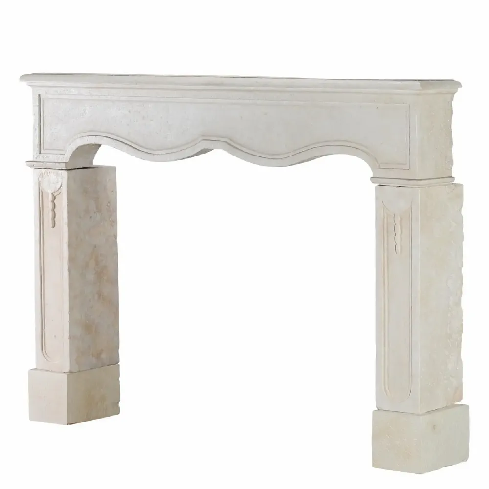 Cheminées - Cheminée Ancienne En Pierre Calcaire Off-White – Style Louis XIV - MAISON LEON VAN DEN BOGAERT ANTIQUE FIREPLACES AND RECLAIMED DECORATIVE ELEMENTS
