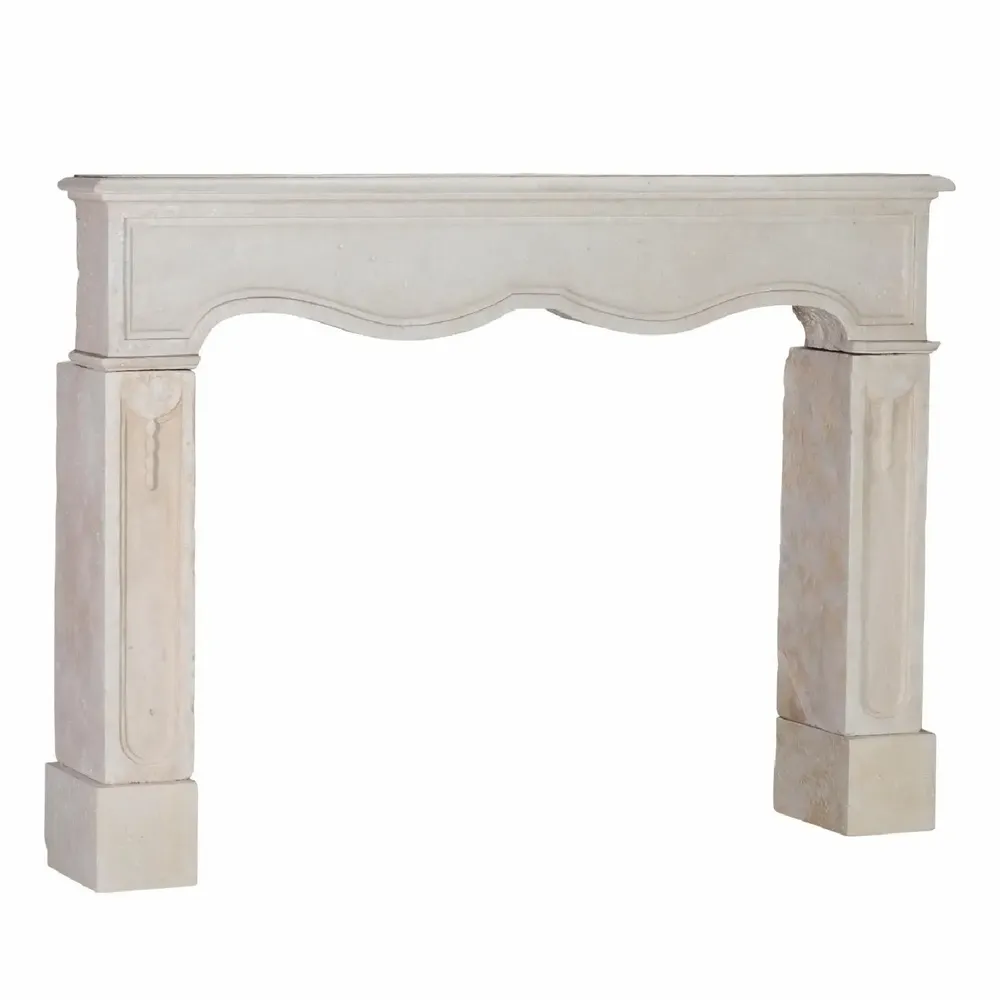 Cheminées - Cheminée Ancienne En Pierre Calcaire Off-White – Style Louis XIV - MAISON LEON VAN DEN BOGAERT ANTIQUE FIREPLACES AND RECLAIMED DECORATIVE ELEMENTS
