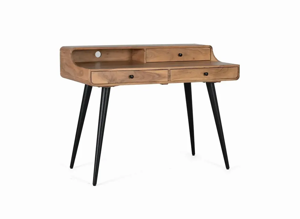Desks - Acacia wood and metal desk - GINER Y COLOMER
