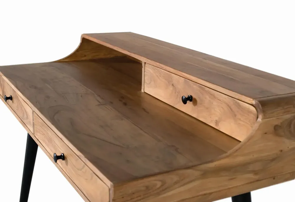 Desks - Acacia wood and metal desk - GINER Y COLOMER