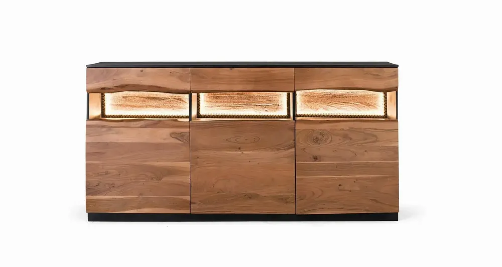 Buffets - Buffet en bois d'acacia naturel et noir - GINER Y COLOMER