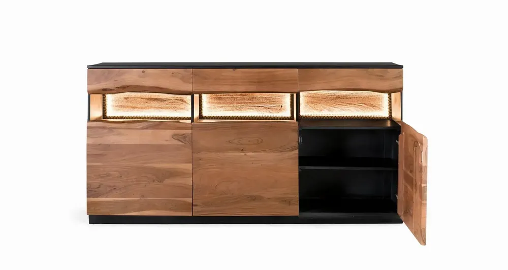 Buffets - Buffet en bois d'acacia naturel et noir - GINER Y COLOMER