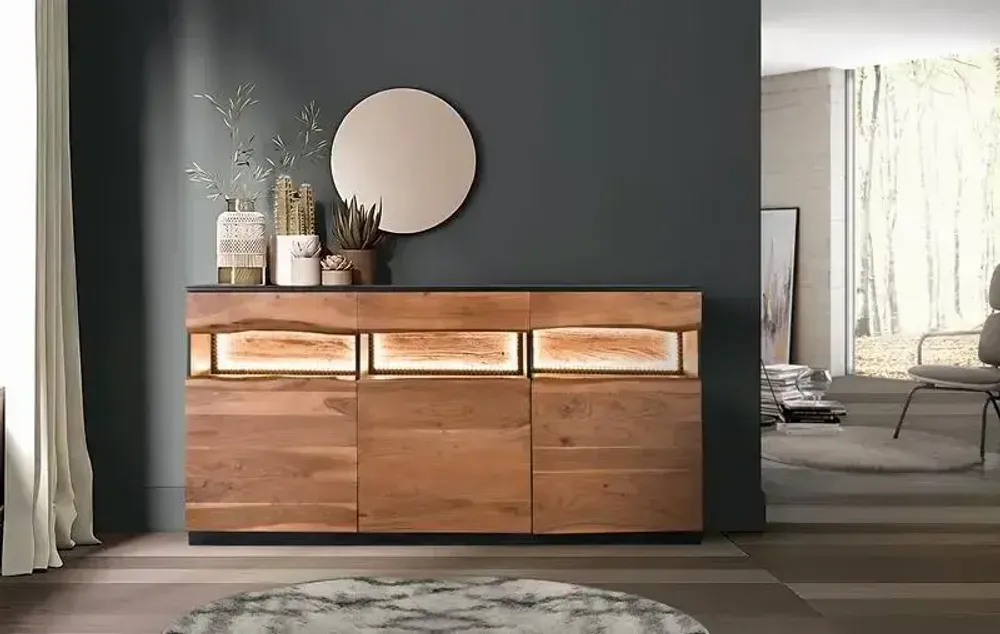 Buffets - Buffet en bois d'acacia naturel et noir - GINER Y COLOMER