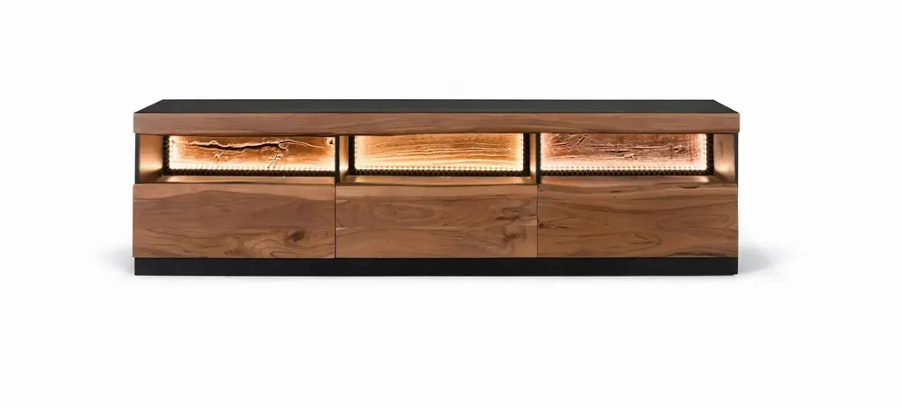 Meubles TV - Meuble TV en bois d'acacia naturel et noir - GINER Y COLOMER
