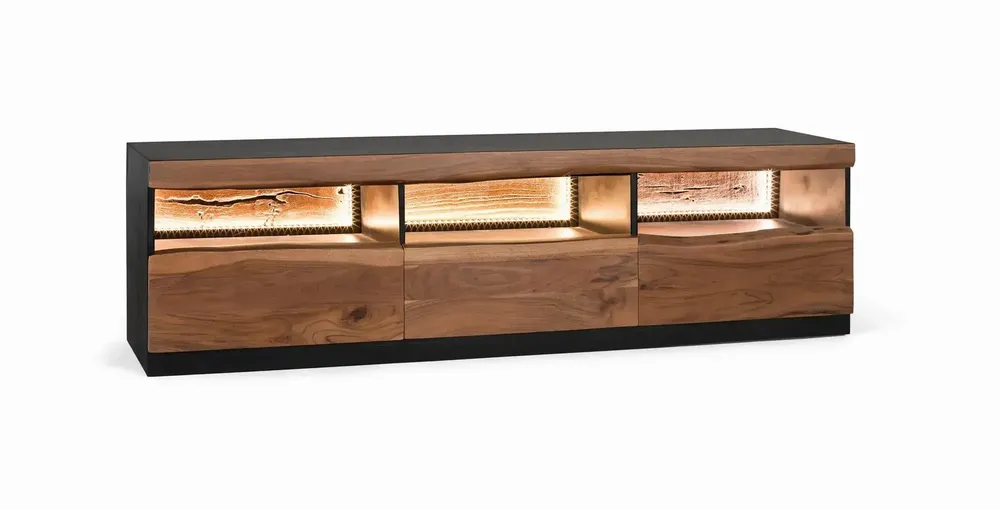 Meubles TV - Meuble TV en bois d'acacia naturel et noir - GINER Y COLOMER