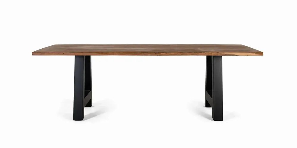 Tables Salle à Manger - Table à manger plateau bois d'acacia et base métal 200cm - GINER Y COLOMER