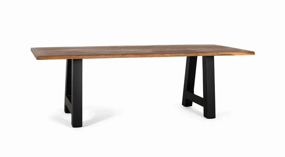 Tables Salle à Manger - Table à manger plateau bois d'acacia et base métal 200cm - GINER Y COLOMER